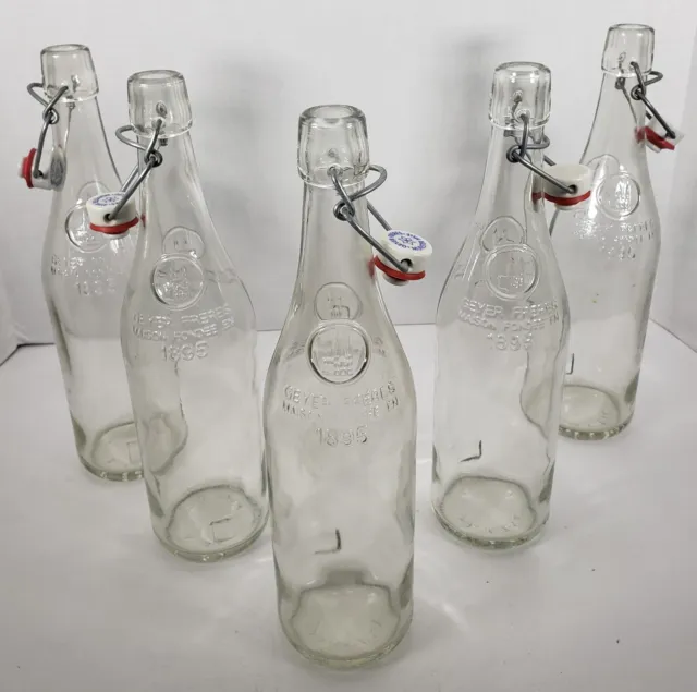 5 GEYER FRERES MAISON FONDEE EN 1895 12.5" Glass Bottle Bail Clasp Stopper Lid