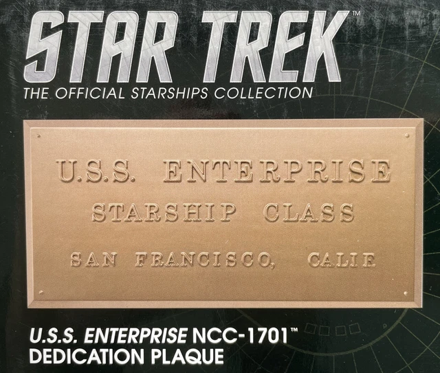 Star Trek Original Seties U.S.S. ENTERPRISE NCC-1701 Plaque Eaglemoss NEW