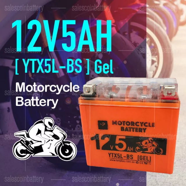 YTX5L-BS 12V 5AH Gel Motorcycle Battery Dirt Bike ATV Quad Scooter Gokart Mower