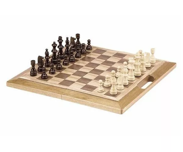 16" Hardwood Foldable Chess Set with Handle King 3 1/4"