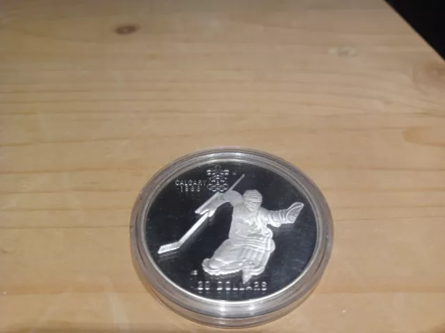 20 Dollar Silber Münze Canada Kanada Olympiade Calgary 1988 Eishockey PP(151434)