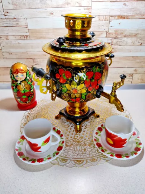 Vintage Working Soviet Electric Samovar Hand Painted 3L tea pot Made in USSR