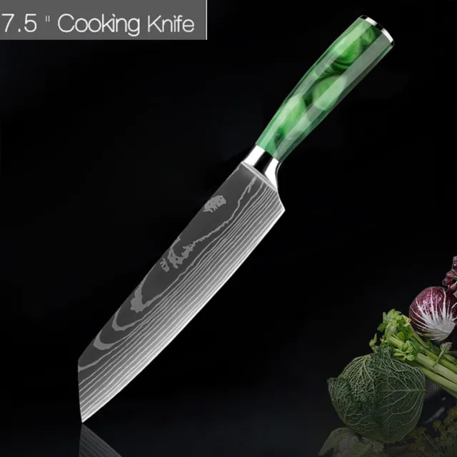 7.5 Gyuto knife Japanese Kitchen Damascus Pattern Chef Knives Set&Scabbard USA