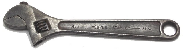 Vintage J.H.Williams 8" "Superjustable" Adjustable Crescent Wrench Made USA Used