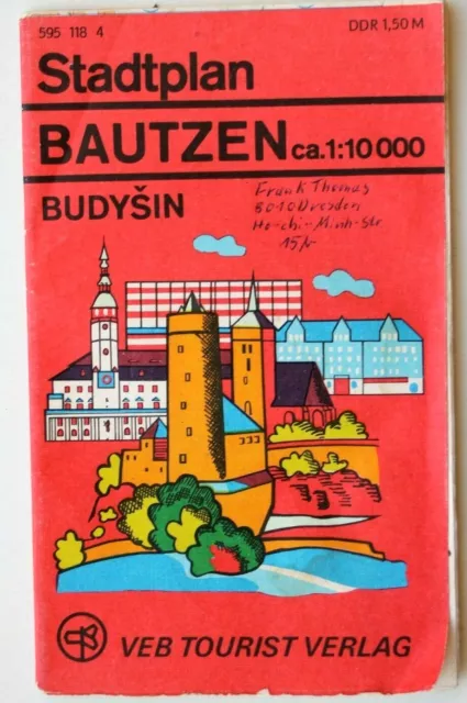 7201 Stadtplan city-map Bautzen DDR 1.10.000  1980 Landkarte mit Straßenverzeich