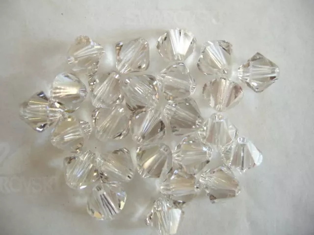 25 pc SWAROVSKI CRYSTAL SILVER SHADE 6mm Loose BEADS BICONE 5328, Free Shipping