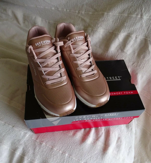 SKECHERS STREET LOS Angeles Memory Foam Lace up Trainers UK 6 US 9 Rose Gold 68.00 PicClick UK