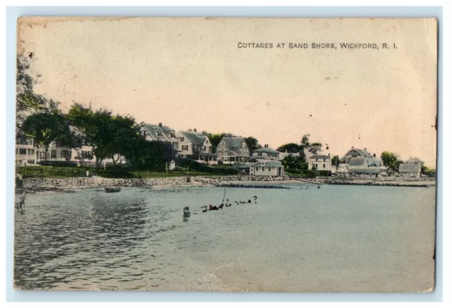 1923 Cottages And Sand Shore Wickford Rhode Island RI Vintage Postcard