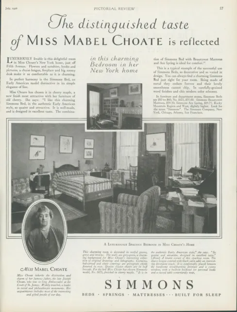 1928 Simmons Bed Beautyrest Mattress Mabel Choate Home Vintage Print Ad PR1