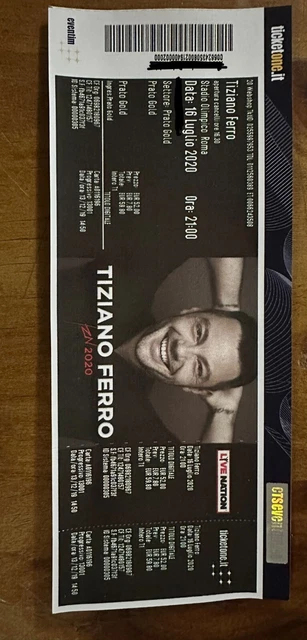 Biglietto concerto Tiziano Ferro Roma Olimpico 25 giugno 2023 PRATO GOLD