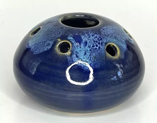 Webb Connemara Art Pottery Cobalt Blue Flower Frog Pencil Holder Artist Signed