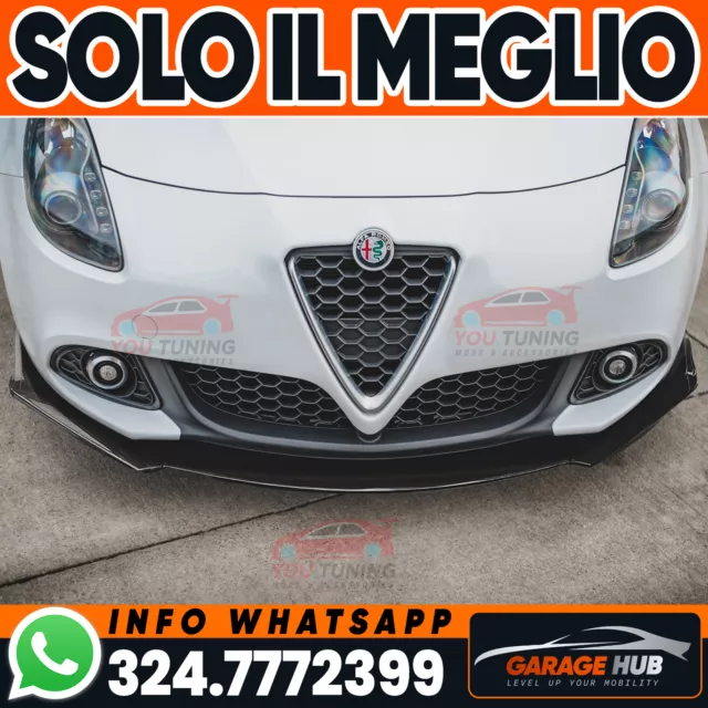 FRONT LIP SPOILER FRONTALE  3 pezzi SOTTO PARAURTI GIULIETTA LUCIDO NERO ABS