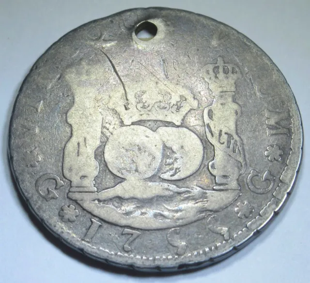 1755 Guatemala Silver 4 Reales Spanish Colonial Half Dollar 1700's Pillar Coin