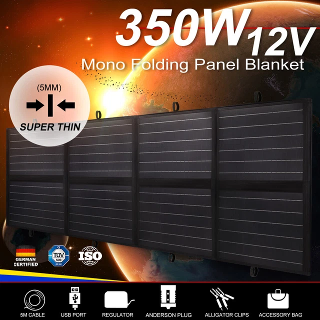 MOBI SOLAR BLANKET 350W Mat Mono 12V Folding Solar Panel Kit Dual USB