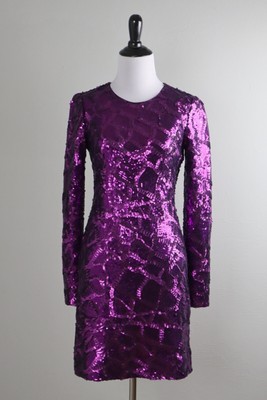 KAREN MILLEN NWT $499 Sequined Sequin Embellished Croc Mini Dress Size US 6