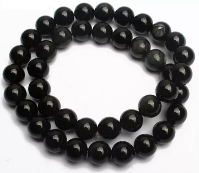 lot de 21 perles Obsidienne Grade A en pierre naturelle 8mm