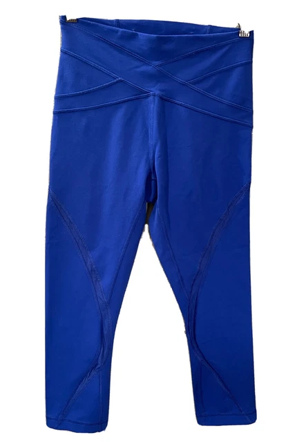 LULULEMON Free Flow Crop Leggings Women’s Size 6 Sapphire Blue EUC