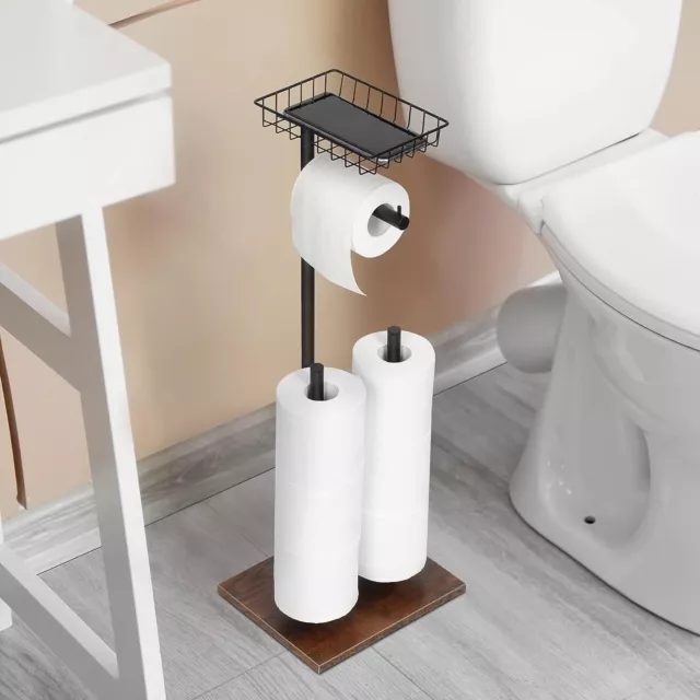 Toilet Paper Holder Stand, Free Standing Bathroom Tissue Paper Roll Dispenser