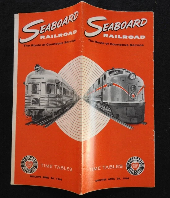 1964 Seaboard Air Line Railroad Pre-amtrak Train Schedule Brochure