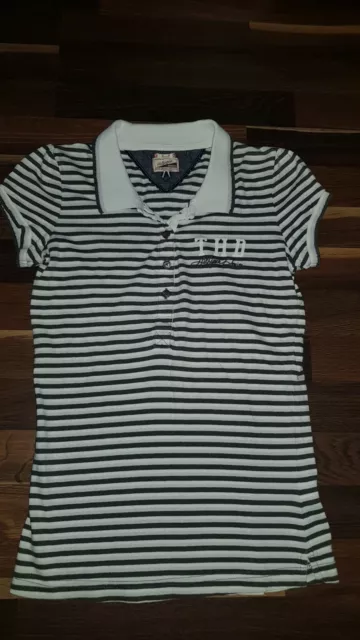 Damen Mädchen T-shirt Poloshirt von Tommy Hilfiger Gr.S Glitzer weiß grau 👌