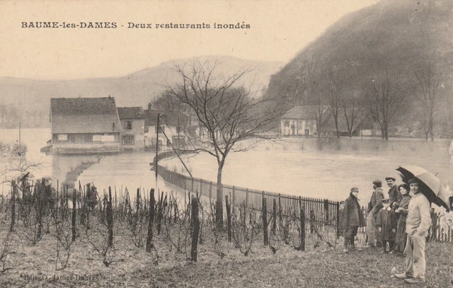 25 Cpa Baume Les Dames Deux Restaurants Inondés
