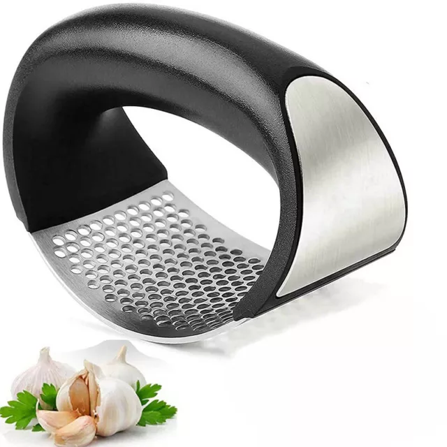 Garlic Press Stainless Steel Crusher Manual Rocking Masher Tool Crushers Black