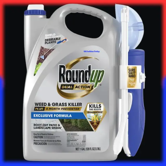 128 Oz Roundup Grass Weed Killer Spray Ready To Use w Sure Shot Wand Sprayer