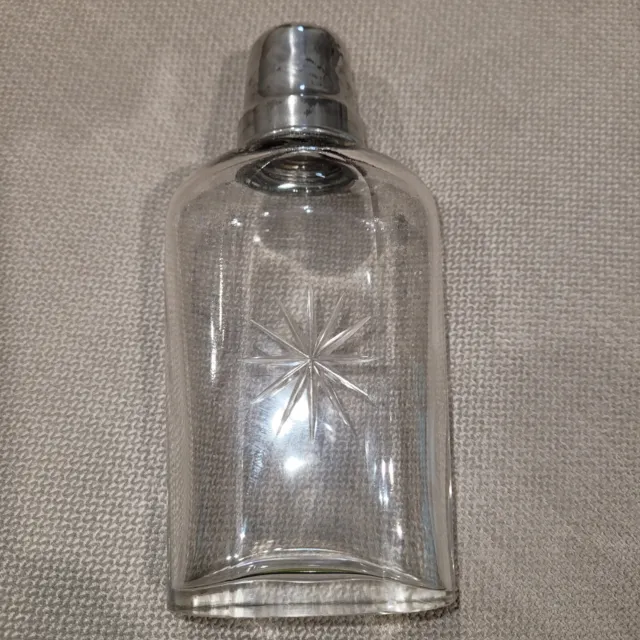 Vintage Ladies Cut Glass Flask With Leather Carrying Case