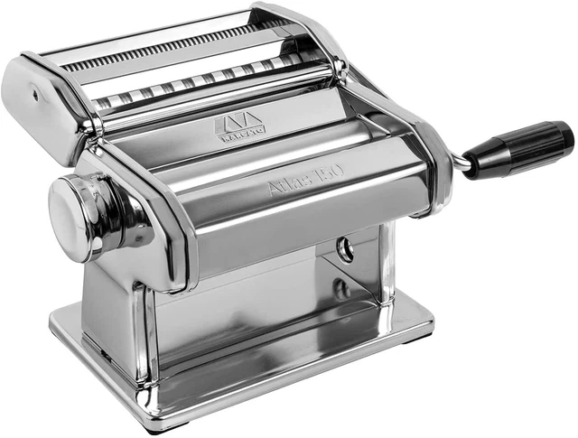 Marcato 8320 Atlas 150 Pasta Machine, Includes Pasta Cutter & Hand Crank Silver