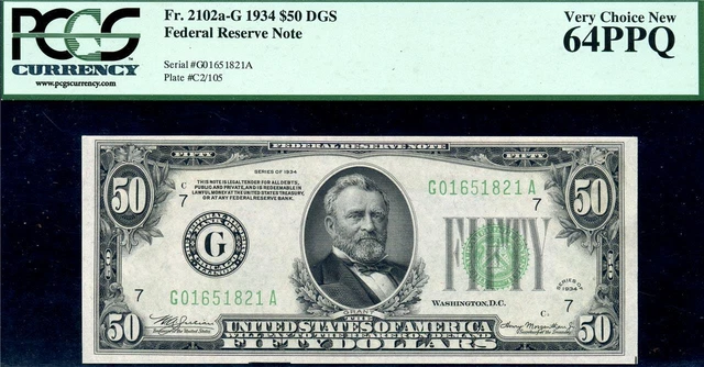 HGR FRIDAY 1934 $50 Chicago ((Gorgeous)) PCGS CHOICE NEW 64EPQ