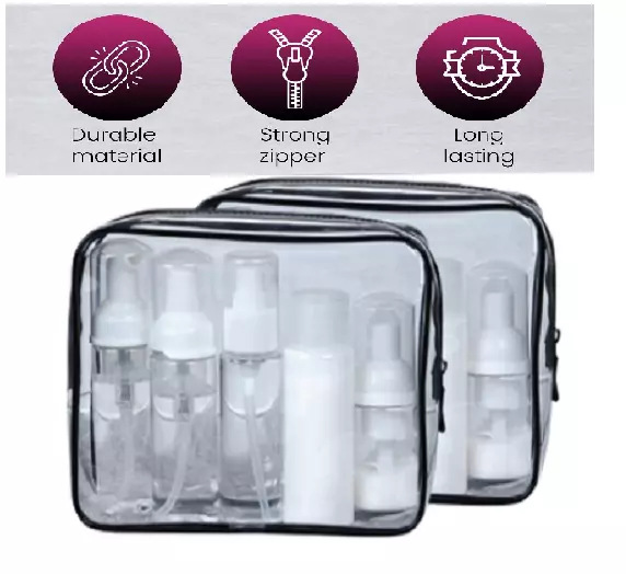 2X Transparente Viaje Bolsa de Aseo Cosmético Líquidos Maquillaje Organizador