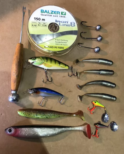 Raubfisch-Set, Kunstköder Spinrute, Wobbler, Hakenlöser Fischtöter Zander Wirbel