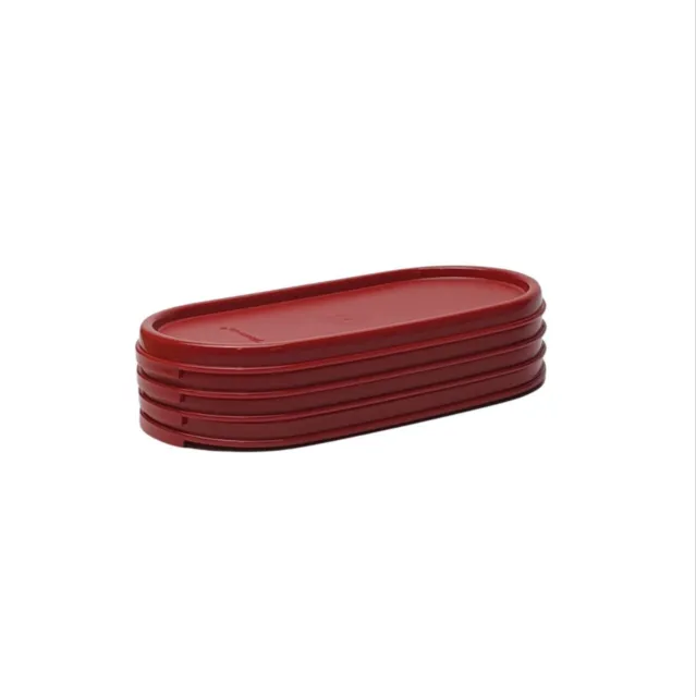 Tupperware Modular Mates Oval Replacement Top Lid Seal #1616 Dark Red Set of 4