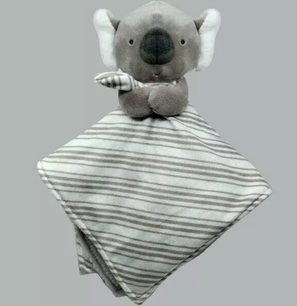 NWT Carters Just One You Grey White Striped Koala Plush Baby Security Blanket