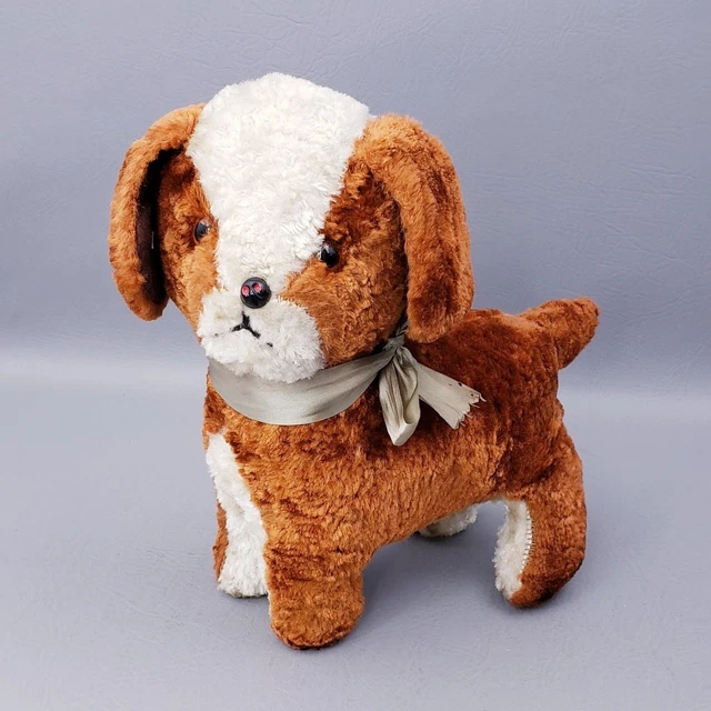 VINTAGE 1950S STUFFED Toy Dog Rust Tan Blonde Visible Stitching
