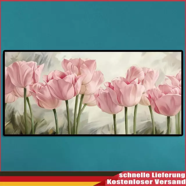 Full Drill Rhinestone Picture 5D DIY Pink Flowers Diamond Painting Craft Poster
