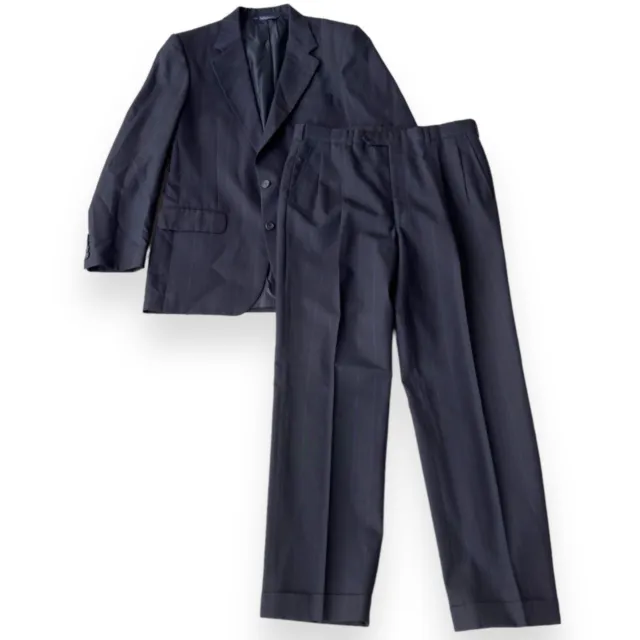 Burberry's Vintage 2-Piece Wide Stripe Classic Wool Suit Black Men's