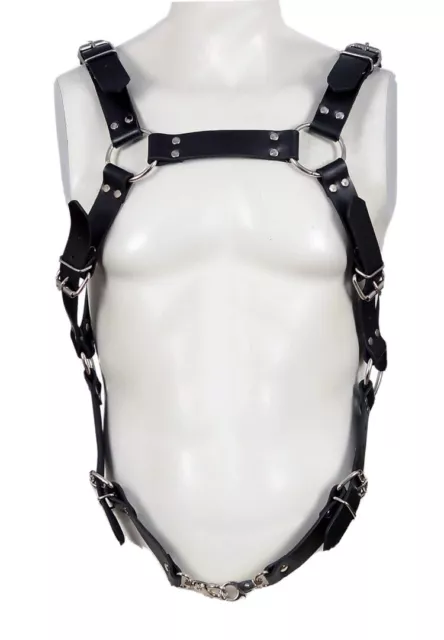 Men's Genuine Leather Chest Body Harness Buckles Suspender Belts Fetish BDSM
