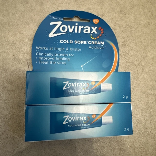 2 X Zovirax Cold Sore Cream Tube 2g Expiry 01/2026