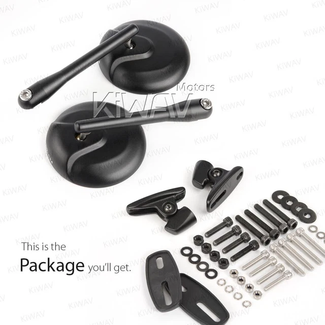 Rétroviseurs convex noir rond Retro base noire pour Ducati 959 1299 Panigale 16'