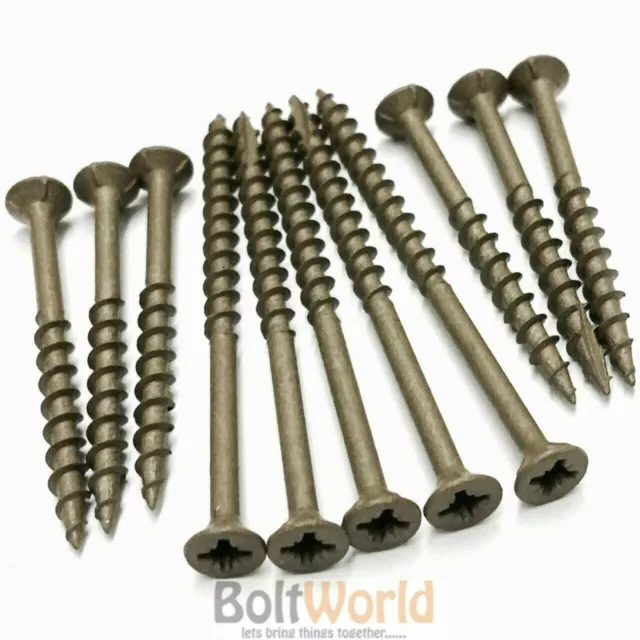 In-Dex External Decking Timber Pozi Double Countersunk Wood Screws Brown Coated