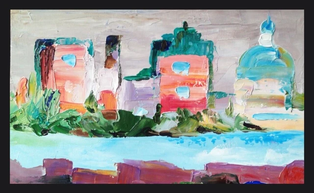 Pintura al óleo ORIGINAL Paisaje urbano Arte original Pintura de Italia...