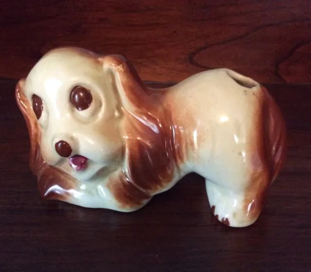 Vintage Ceramic Cocker Spaniel Dog or Puppy Figurine vase or Pen Holder