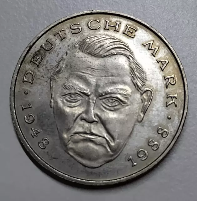 2 DM Münze Deutsche Mark 1988 Ludwig Erhard #7