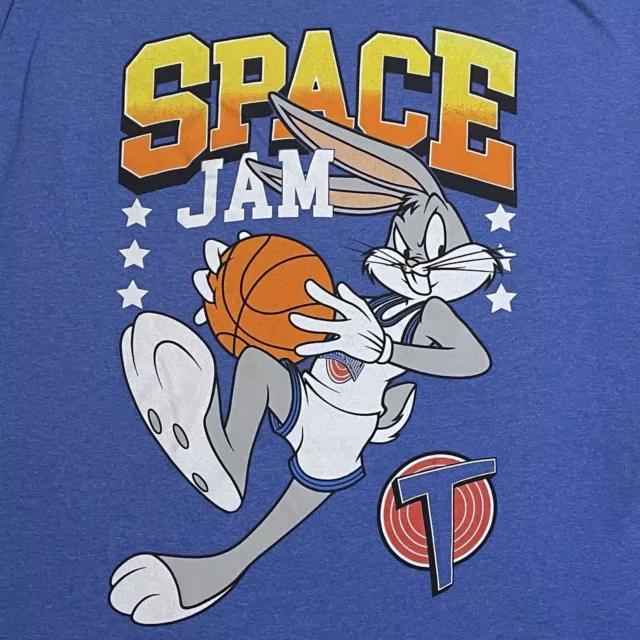 Looney Tunes Space Jam Bugs Bunny Blue T Shirt Size 2XL Basketball Jordan Movie