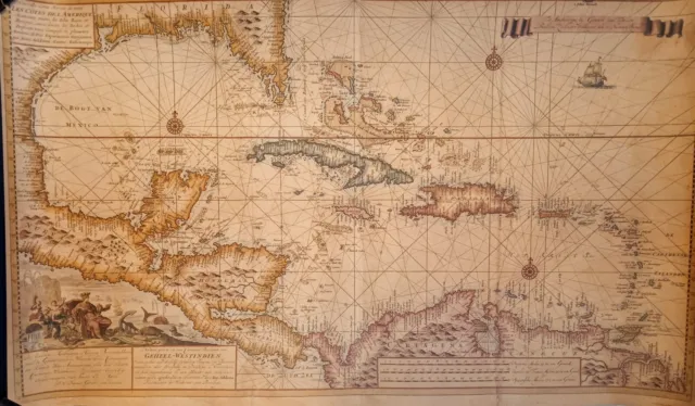 Monde Ltd (16" x 26") Caribbean Map. Printed in Italy 1996.