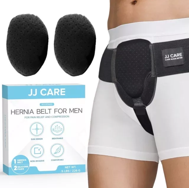 JJ CARE Hernia Belt for Men with 2 Removable Compression Pads - Hernia Belt