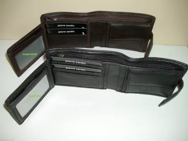 Pierre Cardin-Genuine Italian Leather-Men's Wallet Bifold Black/Brown+Gift Box