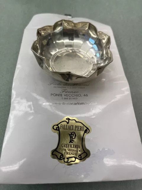 Italian .925 0.6 Ounce Silver Ring Tray Candy Tray with Bag