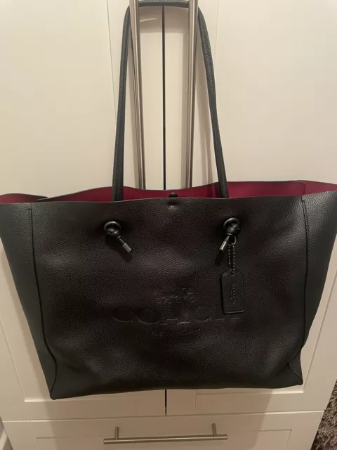 Coach Large Black Leather Tote Bag Please Read
